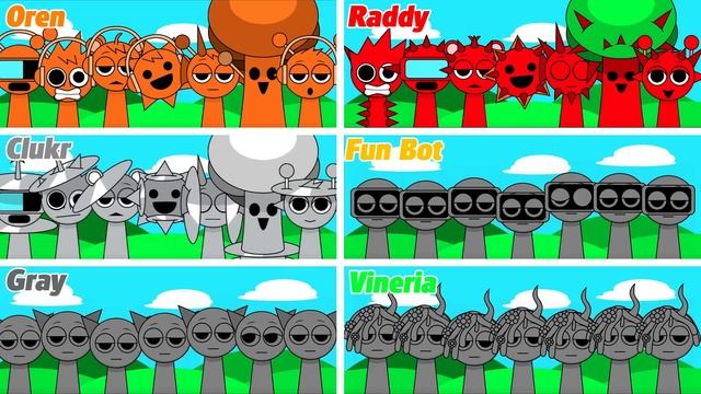 Невероятная коробка Спрунки-Микс всего вместе от Sprunki Oren Reddy Clurk