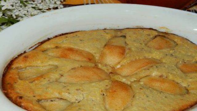 Творожный десерт с грушами