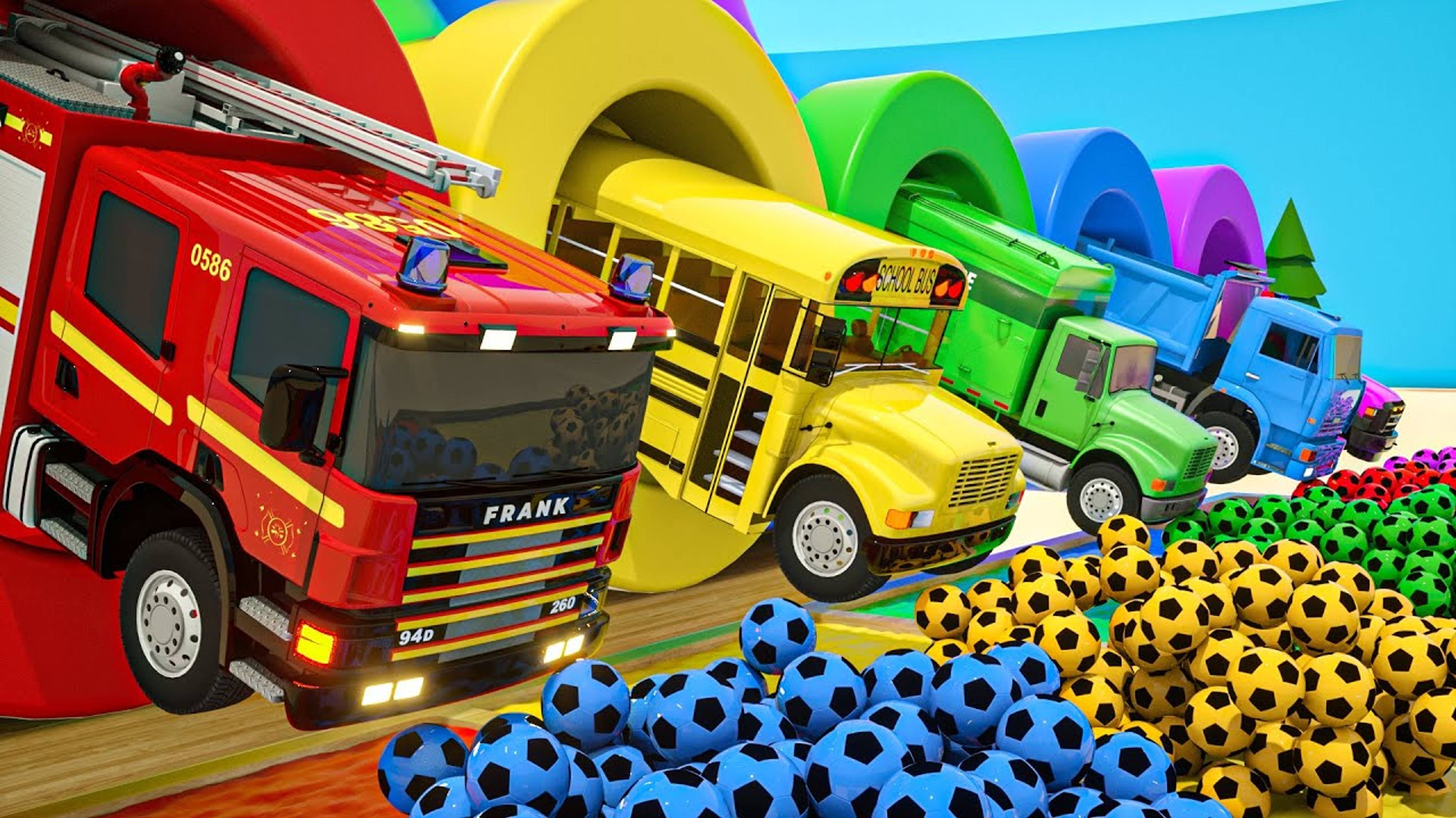 Колеса в автобусе | О нет! Машинки упали в цветное озеро | Детские стишки и песенки для малышей