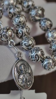 Серебряные православные четки Николай Чудотворец