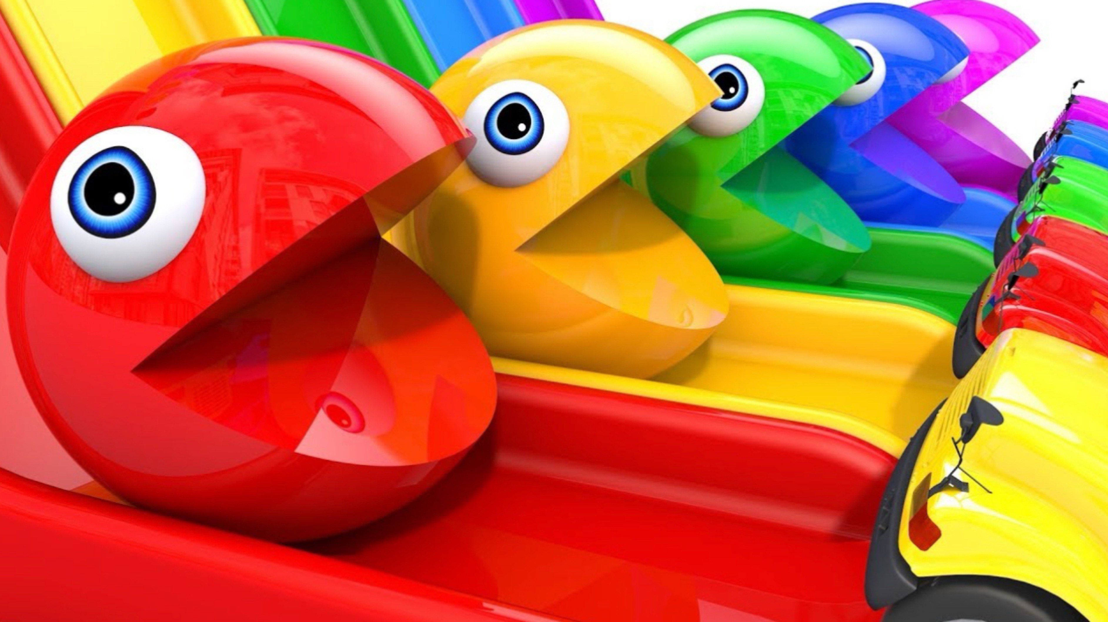 Изучайте цвета с PACMAN VS SchoolBus и Farm Magic Slide и сюрпризом