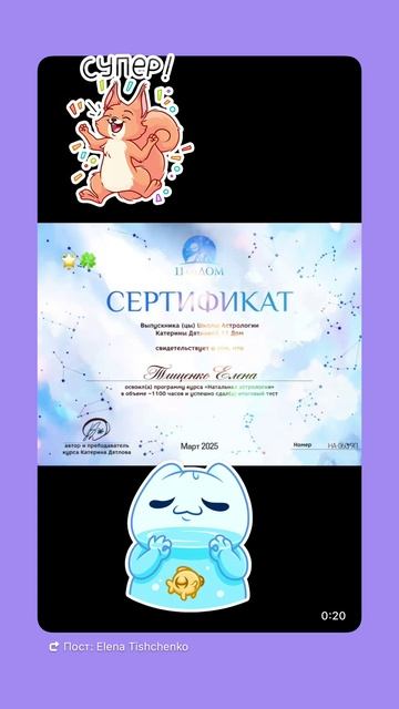 🍀🕊️🌙🌞Мой сертификат по Астрологии