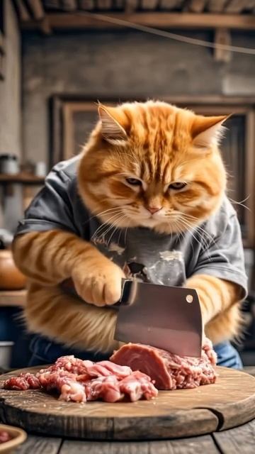 Папа года_ имбирный кот в роли заботливого семьянина.