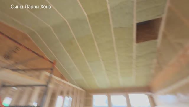 Утепление каркасного дома каменной ватой ЮМАТЕКС. Ножничные фермы.