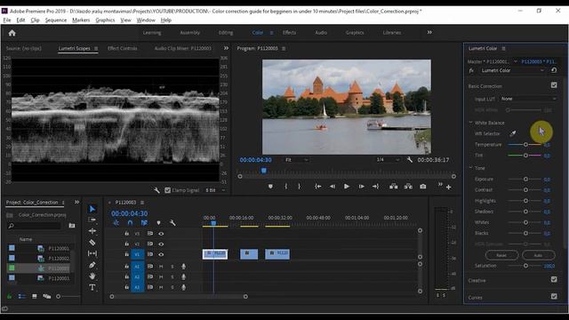 Color Correction Basics for Beginners in Adobe Premiere (Basic Correction + Lumetri Scopes Tutorial