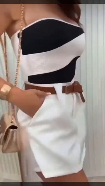 Short Saia em Alfaitaria com Cinto e Body Anaruga Bicolor - Feminina Atacado do Brás