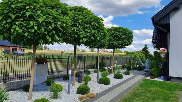 Белый мраморный щебень и галька в ландшафте
