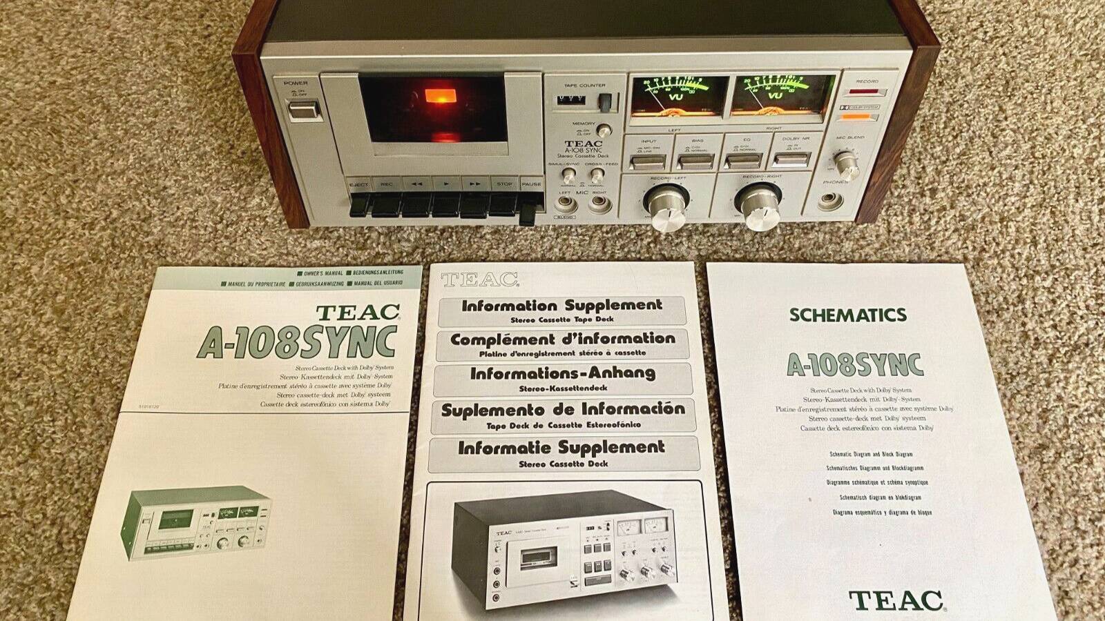 Стереокассетная дека TEAC A-108 Sync - Редкая модель-Япония-1979-1980-год