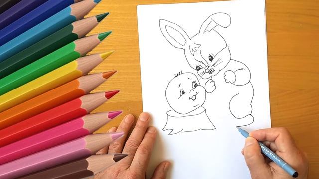 учим детей рисовать колобка и зайца
