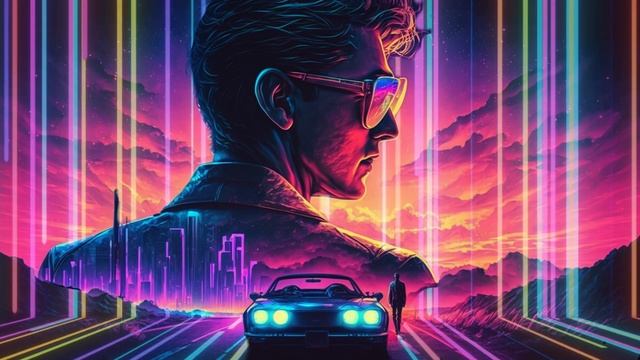 Neon Dreams of a Retro Future Nightscape, In the City of Cybernetic Dreams with a Synthwave Symphon