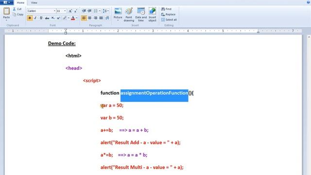 ASSIGNMENT OPERATOR IN JAVASCRIPT DEMO