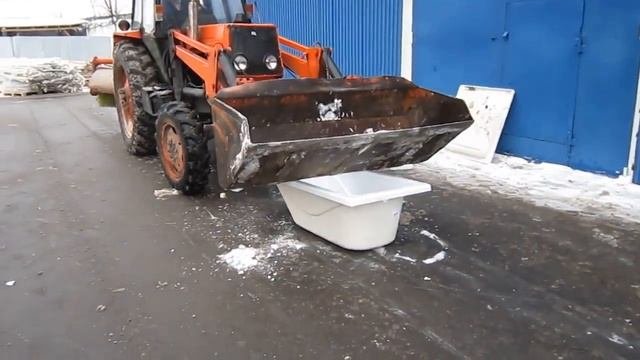 Испытание ванны Тритон Вес трактора на лицевую сторону ванны