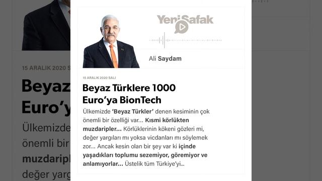 Ali Saydam - Beyaz Türklere 1000 Euro’ya BionTech - 15.12.2020