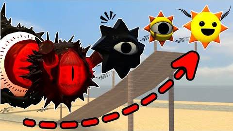 У кого самый длинный прыжок между всеми фазами Mr.Sun Sprunki в Garry's Mod