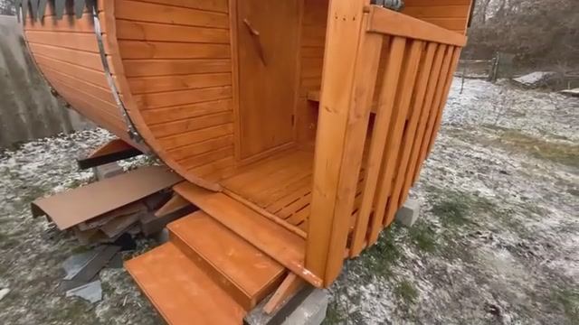 Баня бочка 2 метра с крыльцом купить в Дзержинске.