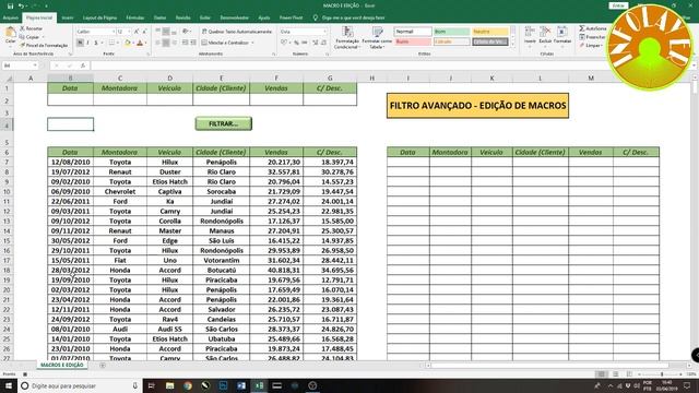 Filtro Avançado com Macro - Excel