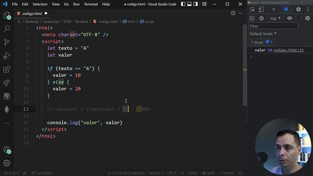 JavaScript Básico ao Avançado - 0705 - Ternário