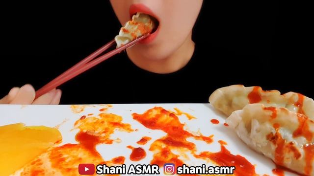 ASMR FRIED DUMPLINGS WITH SPICY FIRE SAUCE 불닭 소스 군만두 리얼 이팅사운드 노토킹 먹방 REAL EATING SOUNDS SHOW MUKBAN