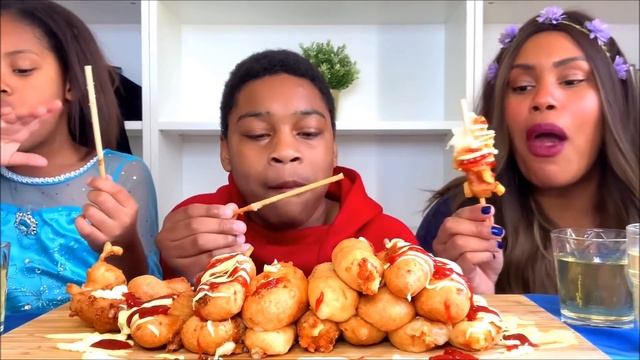 MOZZARELLA CORN DOG MUKBANG + RECIPE┃avec recette