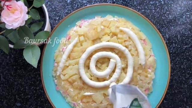 Салат Солнышко🤤😋. Өте дәмді, тойымды салат. Қазақша рецепт. Ауыз ашарға дайындаңыз.#салат#салаты