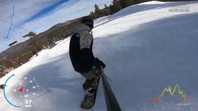 GOPRO HERO 7 BLACK: SNOWBOARDING BIG BEAR MOUNTAIN TOP TO BOTTOM, SPEED RUN (HITTING 42 MPH)