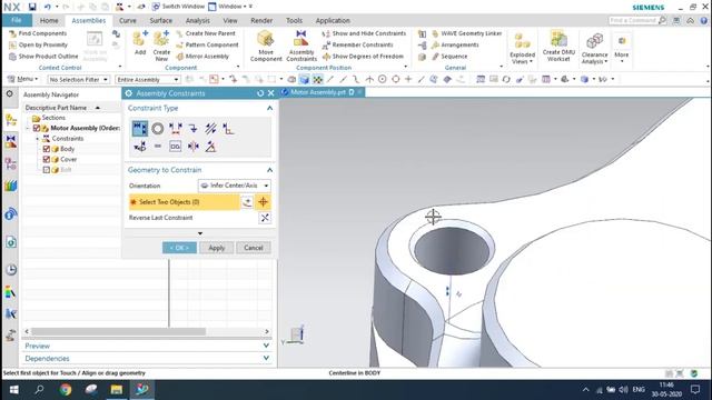 Unigraphics NX-Assembly Constraints Basic Example || How to assemble components in UG