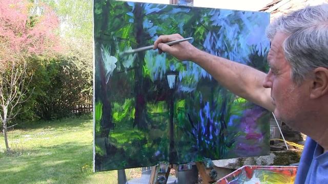 Sage flowers - Very loose en plein air acrylic.