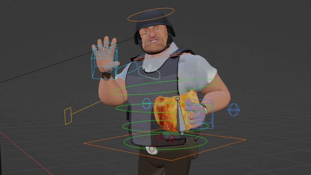 BLENDER 3.6 Анимация перекуса Охранника