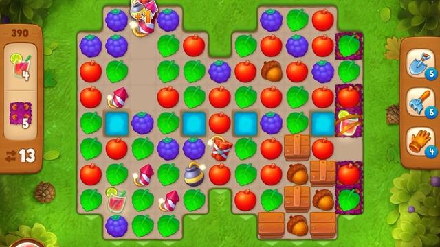 GardenScapes Level 390 no boosters (18 moves)