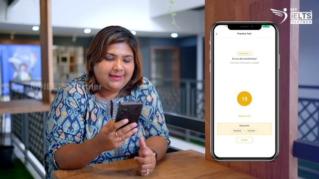 Susan Abraham taking an IELTS Speaking test with MyIELTS Partner Application.
