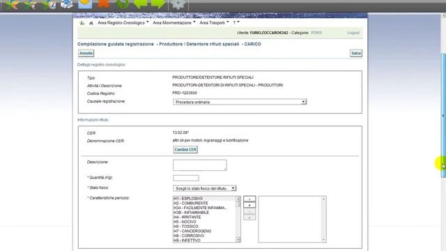 SISTRI NUOVA REGISTRAZIONE DI CARICO