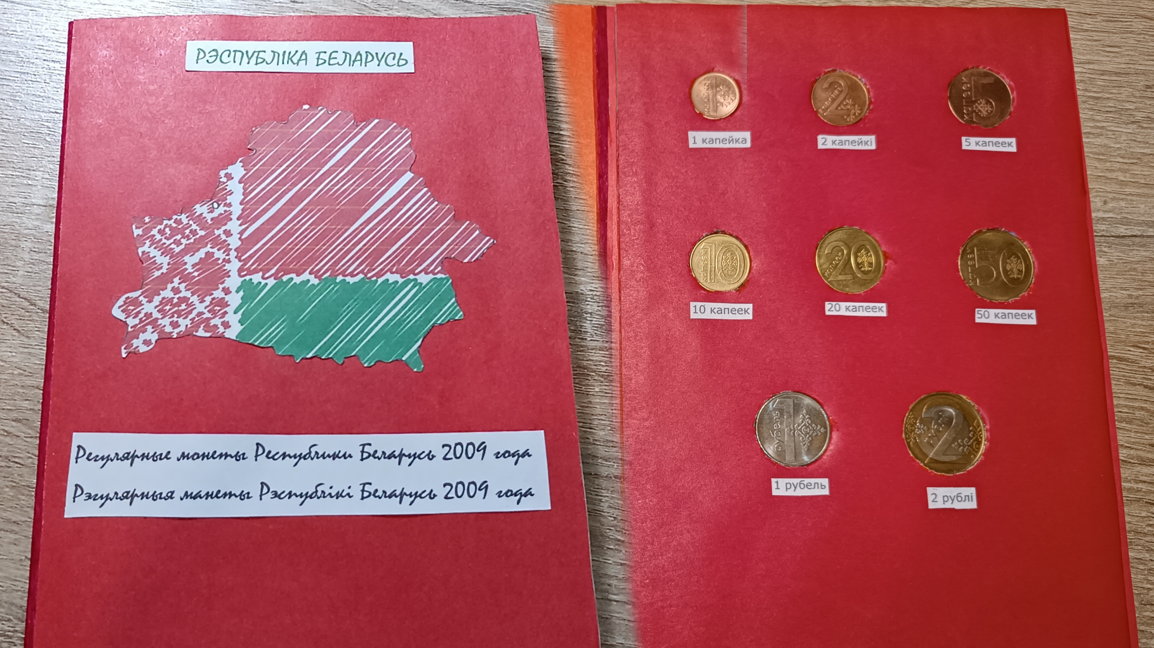 Сделал альбом для регулярных монет Республики Беларусь 2009 года