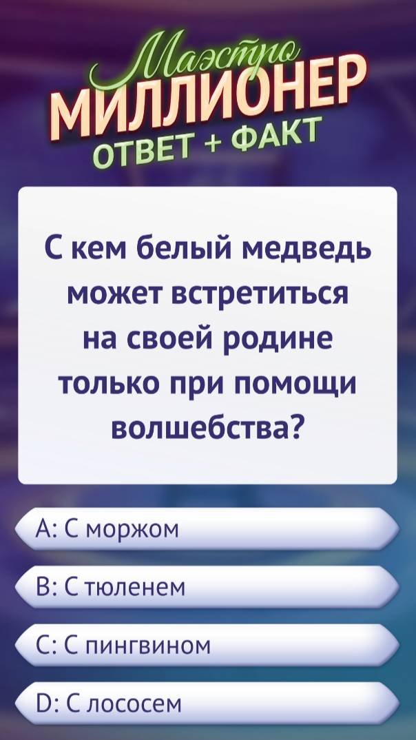 Вопрос о белом медведе #маэстромиллионер #факты