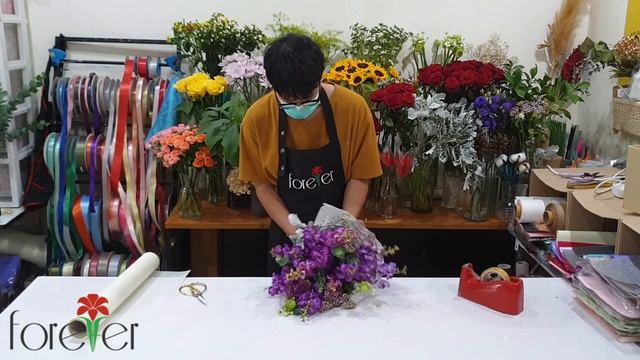 Flower Delivery Bangkok by Forever Florist Thailand. Purple Orchids Bouquet with Same Day Delivery