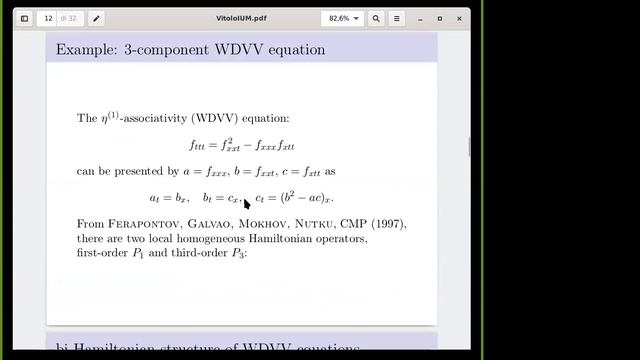 Seminar GDEq. WDVV equations and invariant bi-Hamiltonian formalism
