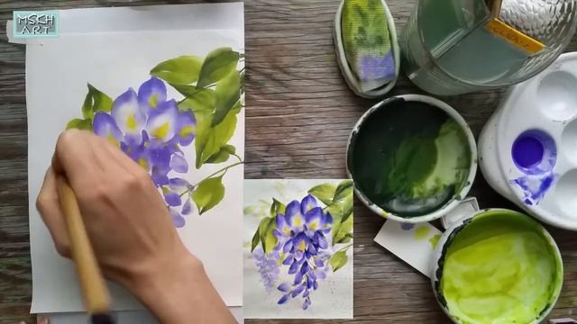 (RicePaper&Watercolour)Painting Wisteria/Watercolour Flower/Step by Step/MSKH ART/한지수채화