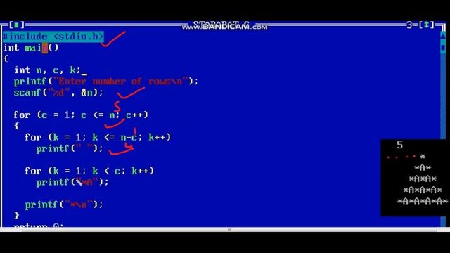 print star pattern in c | print star triangle pattern in c program | star pattern in c language