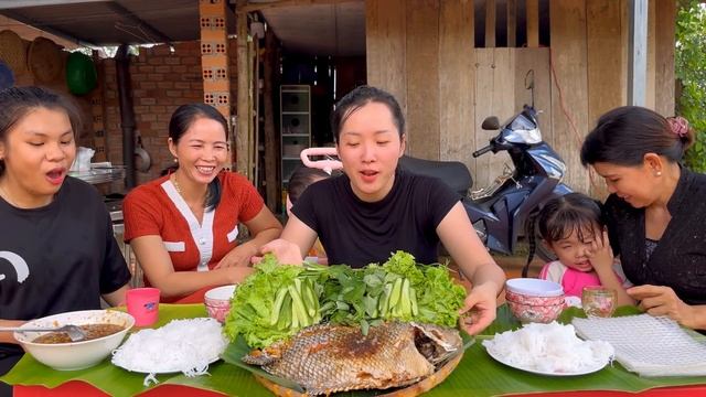 Hôm Nay Mai xuống nhà Bà Nội làm Món Cá Tai Tượng Chiên xù, cuốn bánh tráng