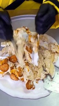 Ice cream challenge! Caramel cake vs pink color sweets #Shorts