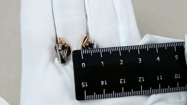 Золотые серьги AQUAMARINE с сапфиром 942660кс