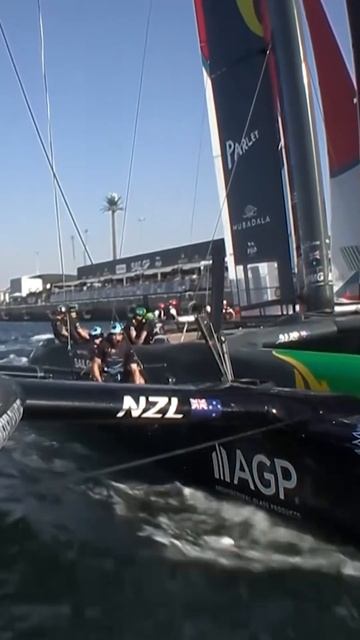 ABSOLUTE MAYHEM at the final mark in Duabi! Did Canada deserve that penalty__ 🤔🇨🇦 #shorts #SailGP