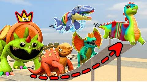 У кого самый длинный прыжок между новыми игрушками-динозаврами Family Poppy Playtime 4 в Garry's Mod