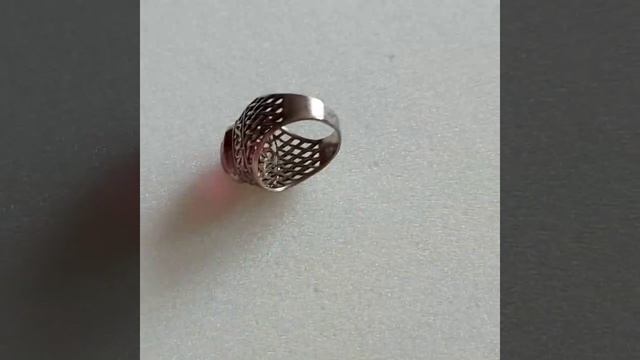 Кольцо,  перстень СССР,  серебро 875, позолота,  патина, корунд