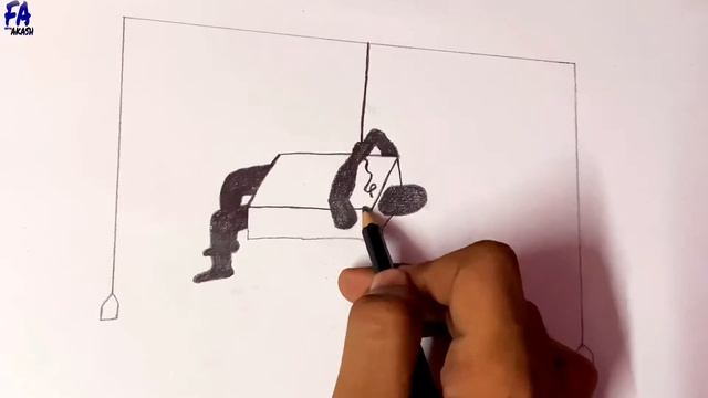 Box as Human | Climbing Rope | 3D Art on Paper | 3d Drawing