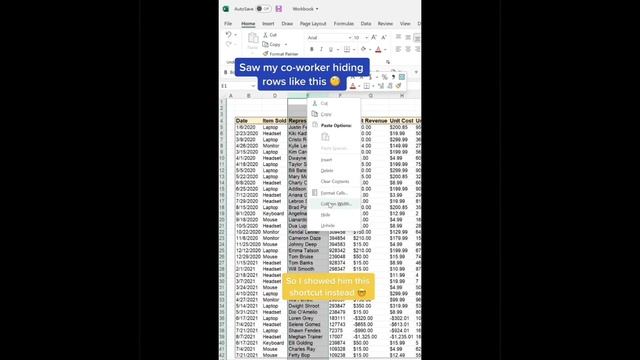 How to hide column in Excel #shorts