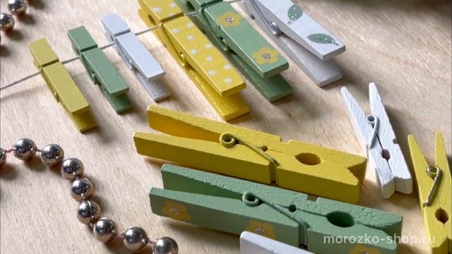 Декоративные прищепки ВЕСНА НА ЛУЖАЙКЕ, дерево, желто-зеленые, 5-8 см,12 шт  DH9215190-2