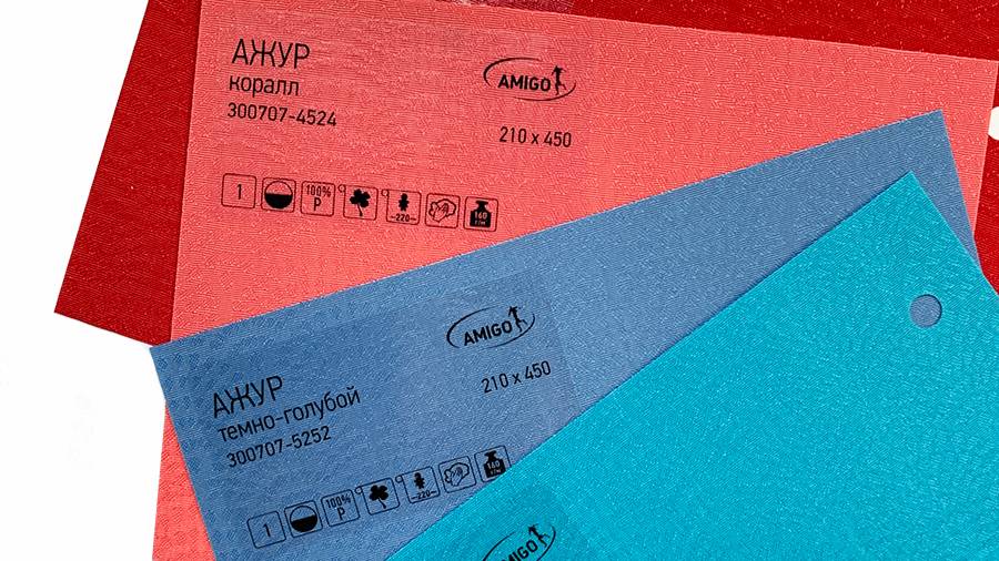 Обзор ткани для рулонных штор Ажур бирюзовый, темно-голубой, коралл, красный