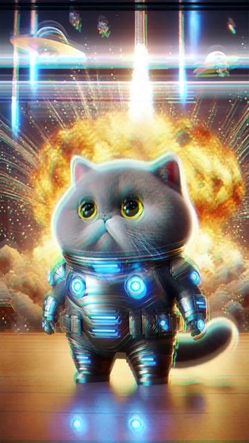 Kitten’s Galactic Showdown A Hero Rises. #funny #cute  #kitten #cat #viralshorts