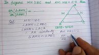 In the figure MN||BC and AM:MB=1:2 then ar(∆AMN)/ar(∆ABC)= ..... | cbse class 10 Maths