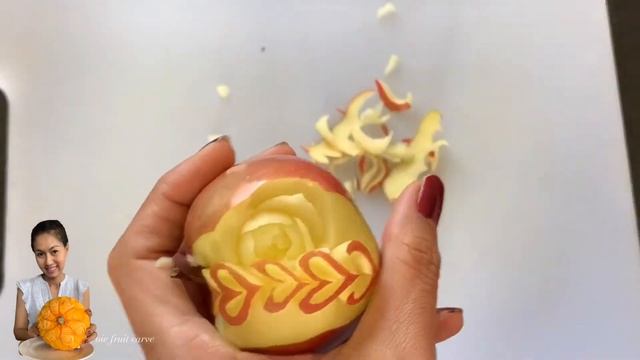 How to do apple fruit carving rose heart fruit design Ep.7 for beginner | Barbie fruit carve